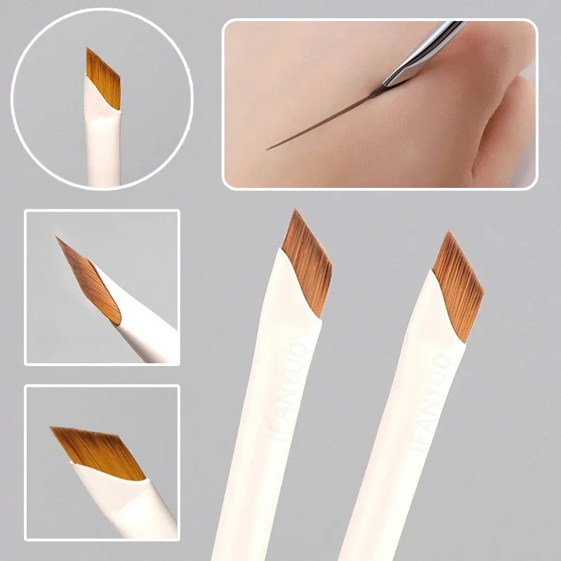 Blade Eyeliner Brush Eyebrow Brush Portable Flat Ultra Thin Fine Eye Liner Brow Contour แปรงแต่งหน้าสีขาวเครื่องมือแต่งหน้า