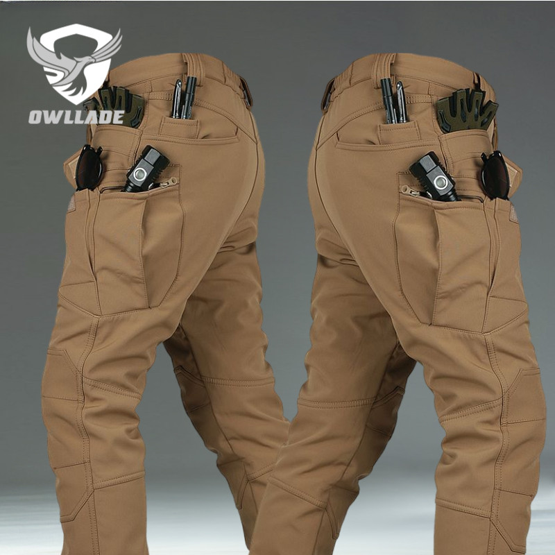 Owllade กางเกงคาร์โก้ยุทธวิธีสีดําสําหรับผู้ชายสีน้ําตาล IX7 A01 2T