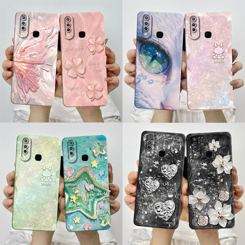 ฝาหลังสําหรับ vivo Y12/vivo Y17/vivo Y3/vivo Y15 แฟชั่นที่ไม่ซ้ํากันการ์ตูนตรงขอบกันชนสําหรับ vivo Y