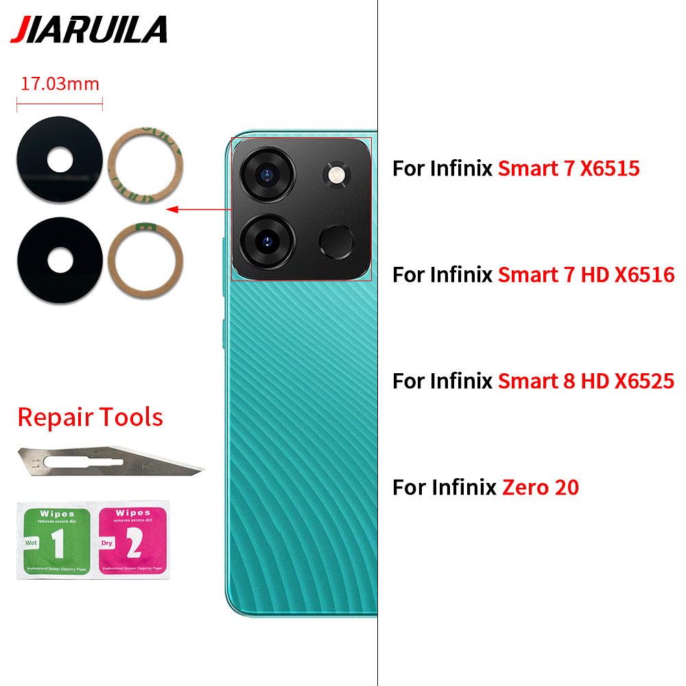 ฝาครอบเลนส์กล้องด้านหลังพร้อมกาวสําหรับ Infinix Smart 7 8 HD X6516 X6515 Zero 20