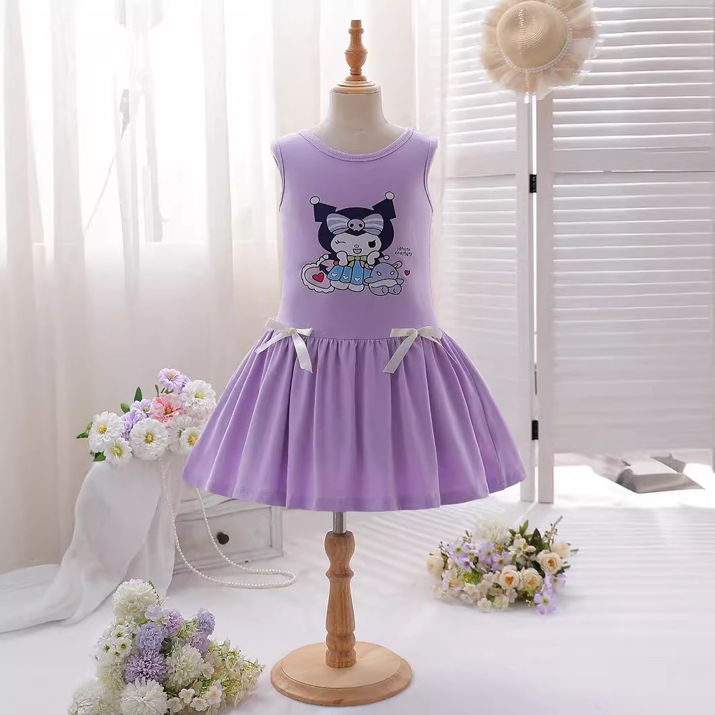 SANRIO 1-10ปีเก่าเด็กสาว ซานริโอ คุโรมิ เจ้าหญิงการ์ตูนชุดเด็กสาวเกาหลีที่ทันสมัยแฟชั่นสไตล์สบายๆเด็กเด็กสาวชุดพรรค