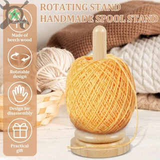 ไม้ผู้ถือเส้นด้ายไม้ไผ่หมุนได้ Skein Spinner Revolve Yarn Ball Stand Smooth Yarn Ball Holder Dispenser SHOPTKC5476