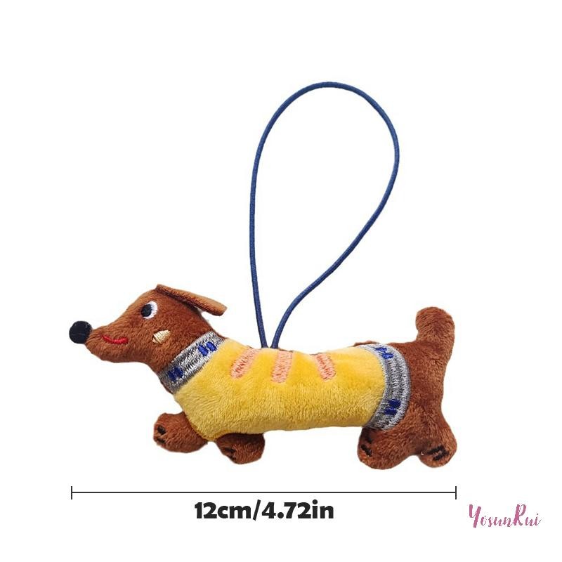 Yosunrui] Kawaii Dachshund ตุ๊กตาตุ๊กตาการ์ตูนตุ๊กตาลูกสุนัขพวงกุญแจจี้กระเป๋าเป้สะพายหลัง Charm กระเป๋าน่ารักแขวนตกแต่งของขวัญเด็กใหม่