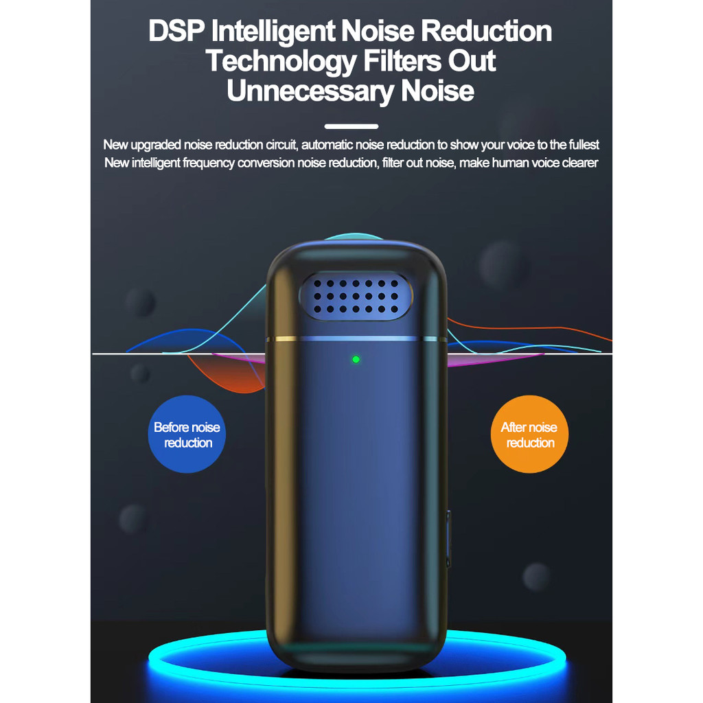 ไมโครโฟนไร้สายแบบหนีบเสื้อพร้อมเคสชาร์จมินิลดเสียงรบกวนอัจฉริยะสําหรับโทรศัพท์ไมโครโฟนปกบันทึกวิดีโอสั้นไมโครโฟนสด - รูปที่ 2