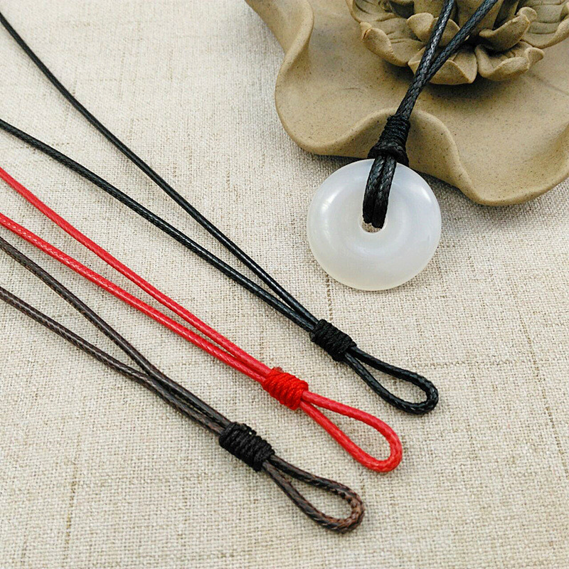 เชือกขี้ผึ้งสร้อยคอเชือก diy Handmade High-End ปรับสีดํา Lanyard Pei Amulet จี้เชือก