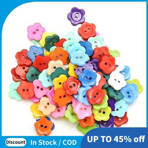 100 ชิ้น/ล็อตปุ่มพลาสติกเย็บ DIY Craft decals สําหรับเด็ก Plum ดอกไม้ทนทาน