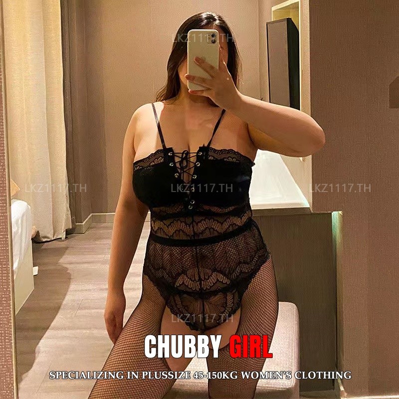 Plus size เสื้อผ้าสาวอวบ❤นอนไม่ได้นอน ชุดนอนเซ็กซี่สาวอวบ ไซส์ใหญ่ Bodysuit sexy ชุดนอนบอดี้สูทเซ็กซ