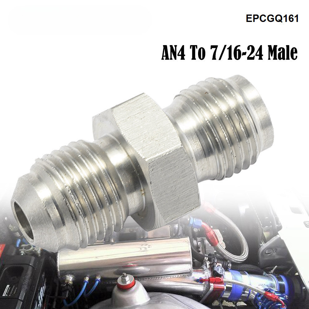 7/16-24 ถึง AN4 Turbo Oil Feed Adapter Inverted Flare Fitting 304 สแตนเลสสําหรับ GT28 GT30 GT35