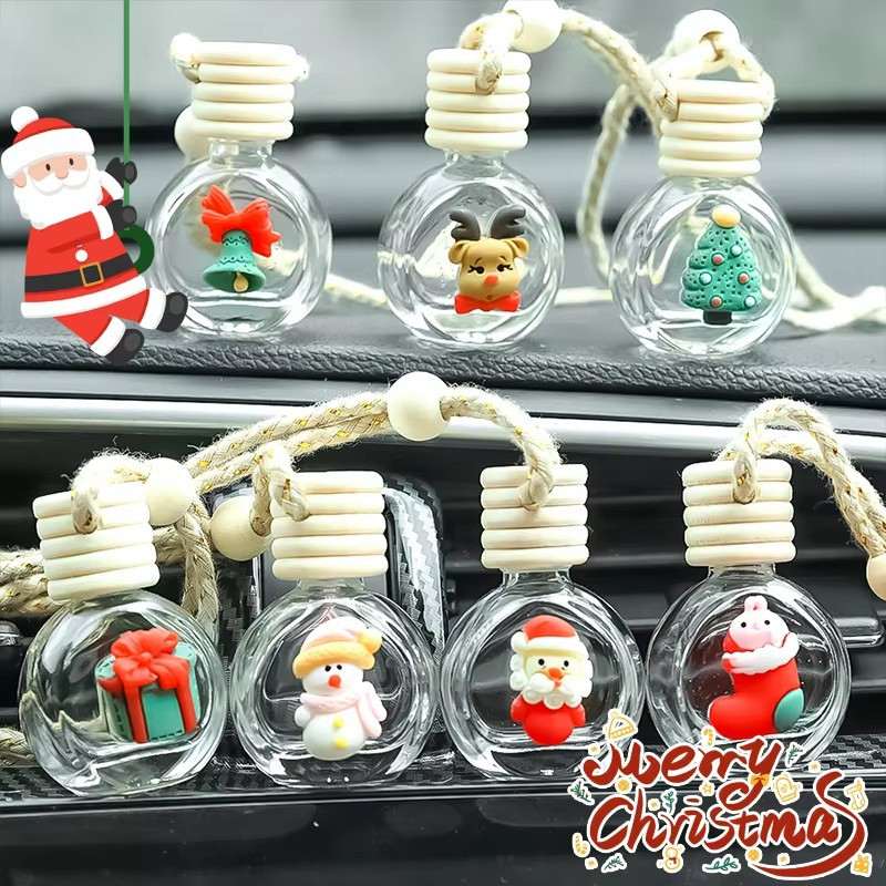 สินค้าตกแต่งคริสต์มาส-จี้ขวดน้ําหอมคริสต์มาส-ขวดเปล่าgalss -รถตกแต่งกระจกมองหลังอัตโนมัติ-สุขสันต์วันคริสต์มาสงานแต่งงานอุปกรณ์ตกแต่งบ้าน