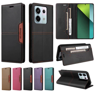เคส Case for Redmi Note 15 14 13 Pro+ 12 Pro Plus 5G 15C 13C 11 11S 4G เคสโทรศัพท์หนังฝาพับพร้อมช่องใส่บัตรสําหรับ Splice Color PU Faux Leather Flip Cover Magnetic Wallet With Card Slots Soft TPU Shell ซองมือถือ YG01