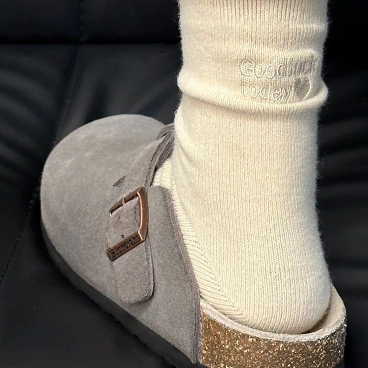 ฤดูใบไม้ร่วงฤดูหนาว Curling Wool goodluck Letter เย็บปักถักร้อยหญิง Mid-Tube หนา Warm Soft Waxy Pile - รูปที่ 4