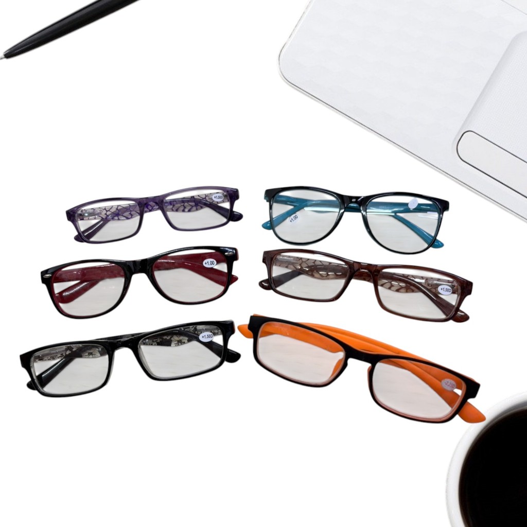 แว่นสายตายาว + คละแบบ เลนส์ใส เลนสืชา เลนส์ดำ 2in1  ทั้งกันแดด ทั้งสายตา คละแบบ