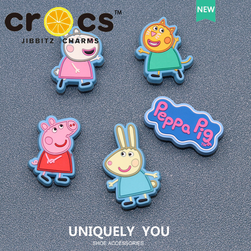 Jibbitz crocs charms รองเท้าหัวเข็มขัดรองเท้าอุปกรณ์เสริมการ์ตูน DIY ลูกหมู Peppa รองเท้าแฟชั่นอุปกรณ์เสริม