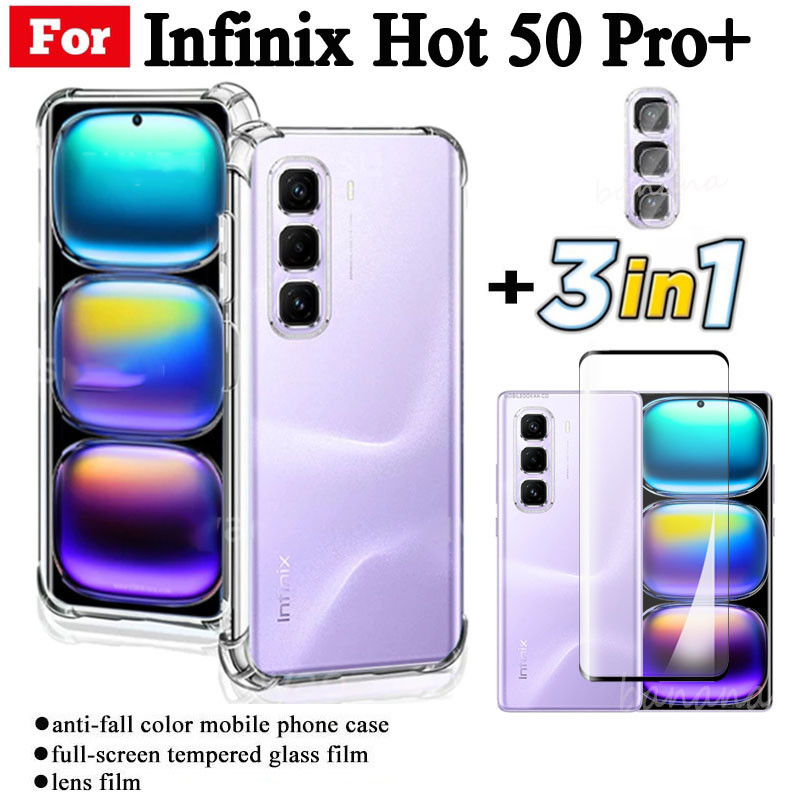 Infinix Hot 50 Pro+ เคสโทรศัพท์กันกระแทกสําหรับ infinix Hot 50 Pro Plus Anti Spy Privacy Full Coverage กระจกนิรภัยป้องกันหน้าจอและฟิล์มเลนส์