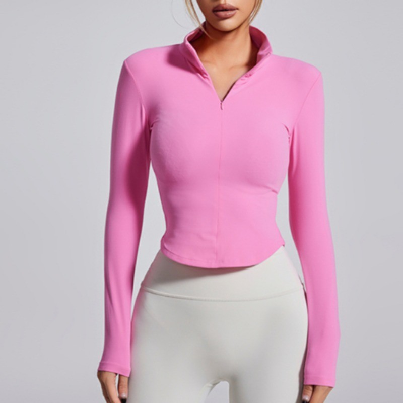 LASYYOGASports Jacket Half Zipper Stand Collar Slim Coat Gym Cycling