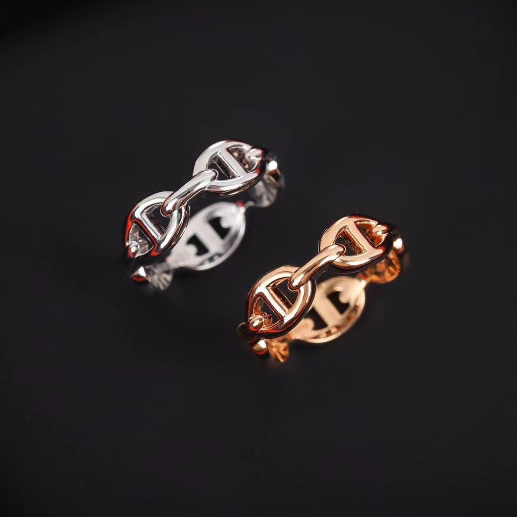 แหวนสุภาพสตรี แหวนจมูกหมู Niche Design ins High-End Rose Gold แหวนธรรมดา Non-Fade หรูหราแหวนของขวัญวันเกิดสําหรับแฟน ราคา ถูกที่สุด ดีลบีเคเค แกลเลอรีภาพที่ 2