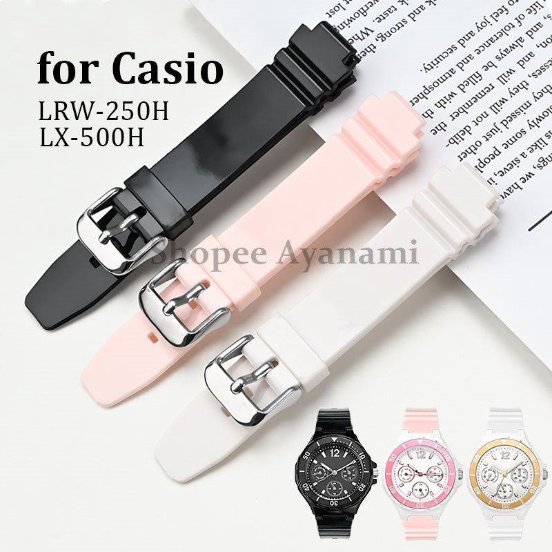 12 มม.นาฬิกายางสําหรับ Casio LRW-250H LX-500H สาย TPU เรซิ่นกีฬาสร้อยข้อมือดําน้ําผู้หญิงผู้ชายสายนา