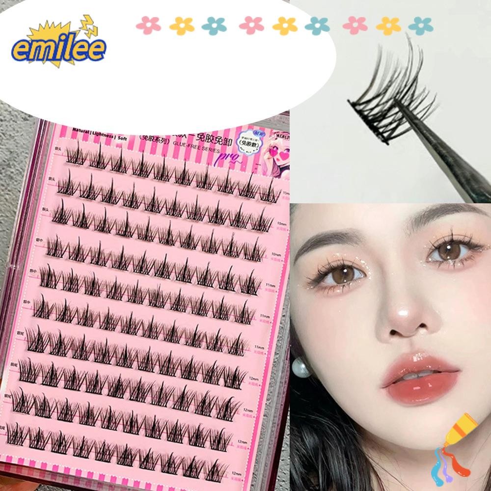 Emilee ขนตาปลอมที่สมจริงปลอดกาว, กดบนไม่มีกาวต้องการ Self Adhesive Cluster Lashes, สะดวกธรรมชาติดูReusable Black Segmented Eyelashes DIY Eyelash Extension