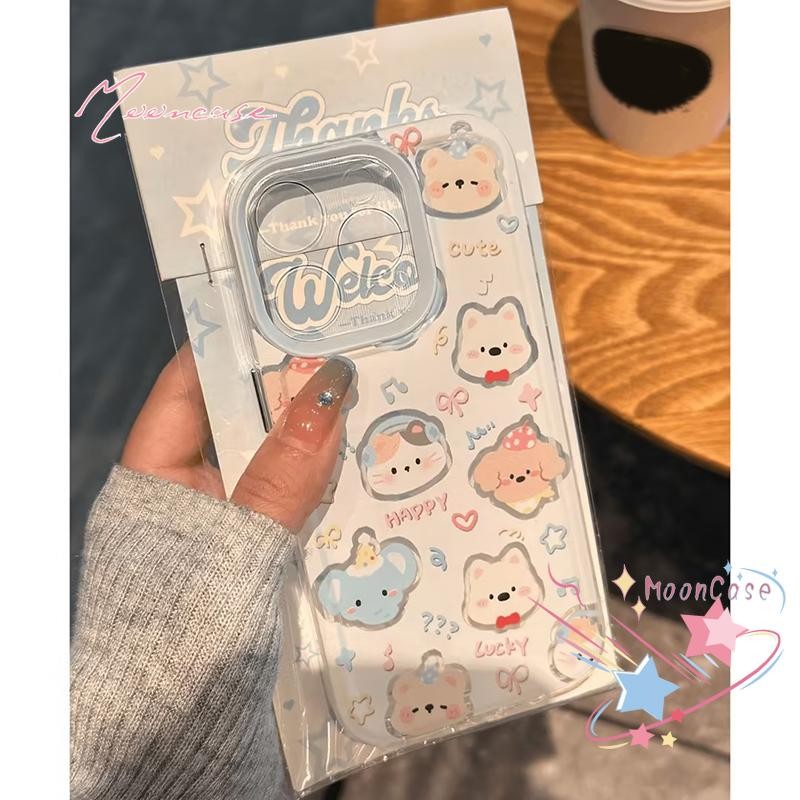น่ารัก คิตตี้ เคสคู่ เคสไอโฟน11สำหรับ เคส IPhone 13 14 12 15 11 16 Pro Max X XR XS Max 7 8 Plus SE 2020 โปร่งใส เคส