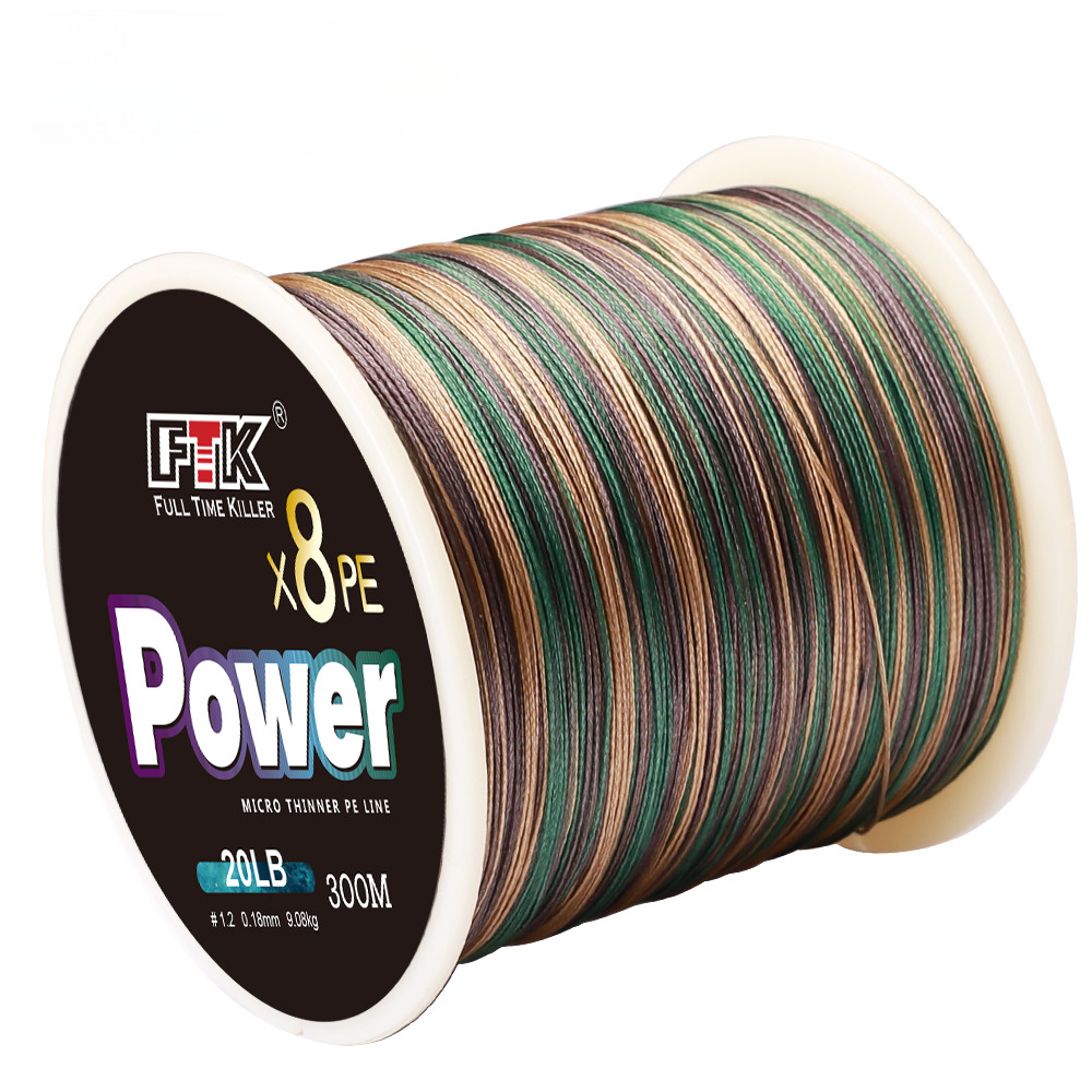 Ftk 300M PE สายถัก 8 ขาตั้ง Strong สายตกปลา สีฟ้า สีเขียว