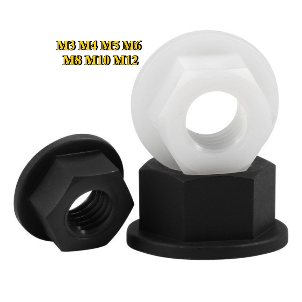 น็อตตัวเมียหัวจาน ไนล่อน diy น็อตพลาสติก M3M4M5M6M8M10M12 Nylon Flange nut