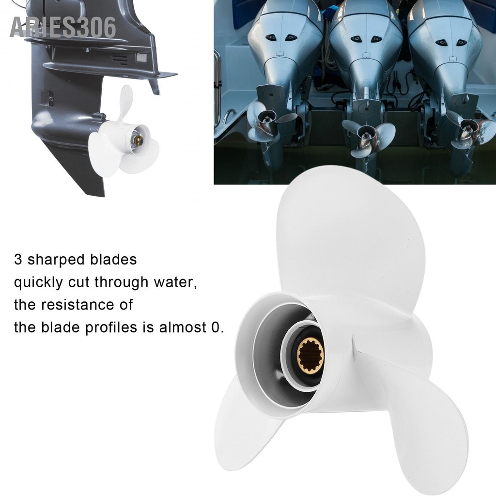 Aries306 11x15in Outboardใบพัดแรงขับสูง 3 ใบมีด 13 ฟันRHสำหรับเครื่องยนต์Yamaha Outboard 25-60HP
