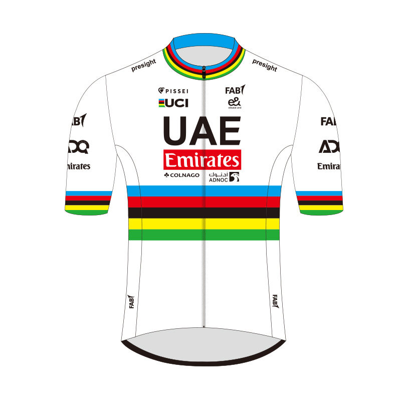 แชมเปี้ยนโลก UAE Emirates Champion เสื้อขี่จักรยานเสื้อผ้าแขนสั้น Breathable Quick Dry Cycle Jersey 