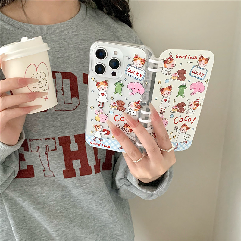 Iphone 16 pro max 15 pro max วัสดุ PU ลายการ์ตูนเด็กผู้หญิง เคสโทรศัพท์แบบพลิกการ์ด