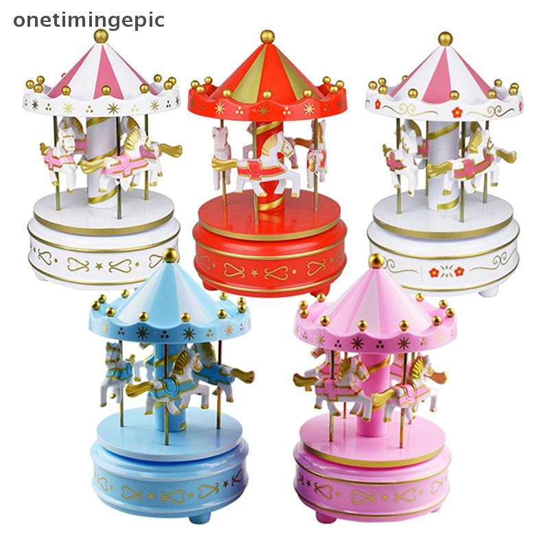 Onetimingepic Carousel Music Box เค้กตกแต่งเครื่องประดับของขวัญวันเกิดเด็กของเล่นโรแมนติกเดสก์ท็อปเครื่องประดับคริสต์มาสตกแต่งบ้าน Onetimingepic