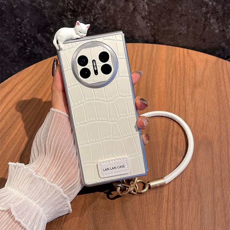 สามมิติ Crawling Cat สําหรับ Huawei Matex5 5G Matex3 OPPO Find N3 Fold6 Fold5 Fold4 Fold3 พรีเมี่ยมล