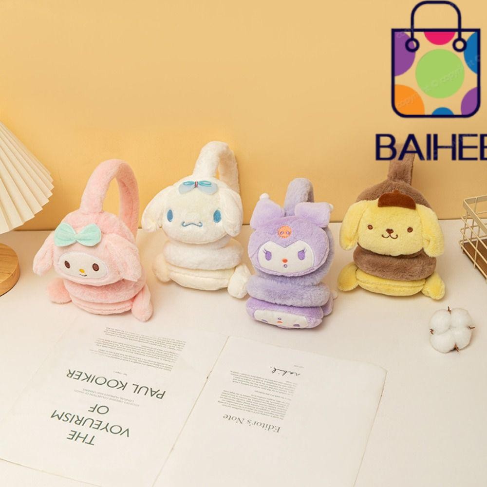 Baihee Kuromi ที่ปิดหูกันหนาว, ฤดูหนาวที่อบอุ่นตุ๊กตา Sanrio หูอุ่น, แฟชั่นการ์ตูนนุ่มป้องกันหู Earflap เด็กของขวัญ