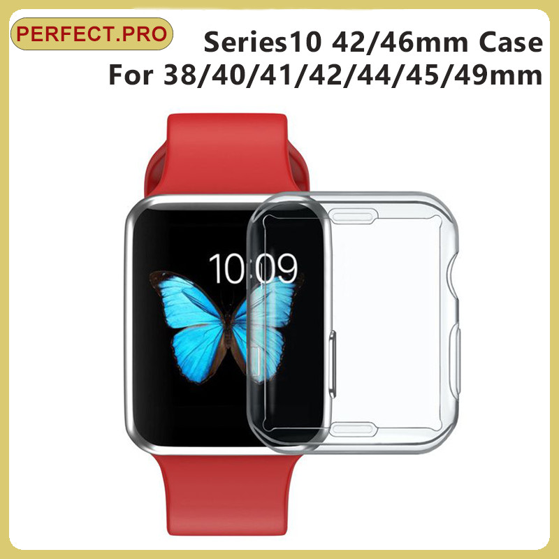 เคสป้องกันนาฬิกาอัจฉริยะเหมาะสำหรับ 45/40/41/38/44/49mm S9/8/7/6/5/4/3/SE เคสซิลิโคนโปร่งใสอ่อน Series 10/11 42mm46mm