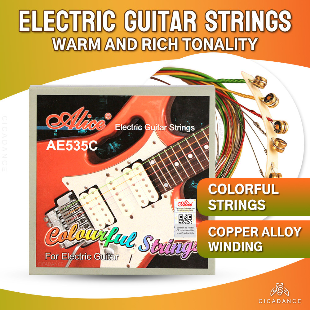 Alice สีสัน สายกีตาร์ไฟฟ้า สายโลหะผสมทองแดง เคลือบสารป้องกันสนิม ของขวัญดนตรีสำหรับนักเล่นกีต้าร์ อุ