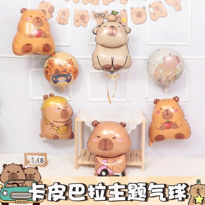 การ์ตูนน่ารัก คาปิบาระ ธีมอลูมิเนียมฟิล์มบอลลูน0-9ฟอยล์คาราเมลจํานวนบอลลูนเด็กเด็กตกแต่งงานเลี้ยงวันเกิดของเล่นเด็กอาบน้ํา ก โลโบ อุปกรณ์ตกแ