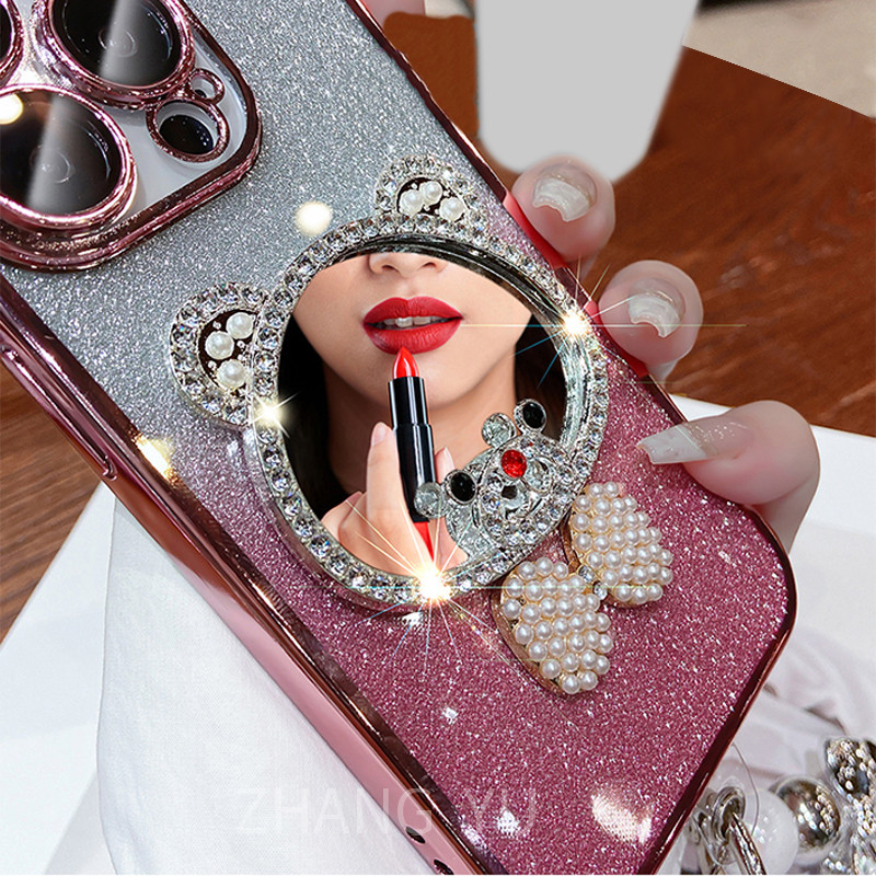 กันกระแทกcase สําหรับ Samsung A14 A24 A25 A34 A54 4G 5G เคสโทรศัพท์หมีแต่งหน้ากระจกใหม่สร้อยข้อมือเคสโทรศัพท์ ราคา ถูกที่สุด ดีลบีเคเค แกลเลอรีภาพที่ 6