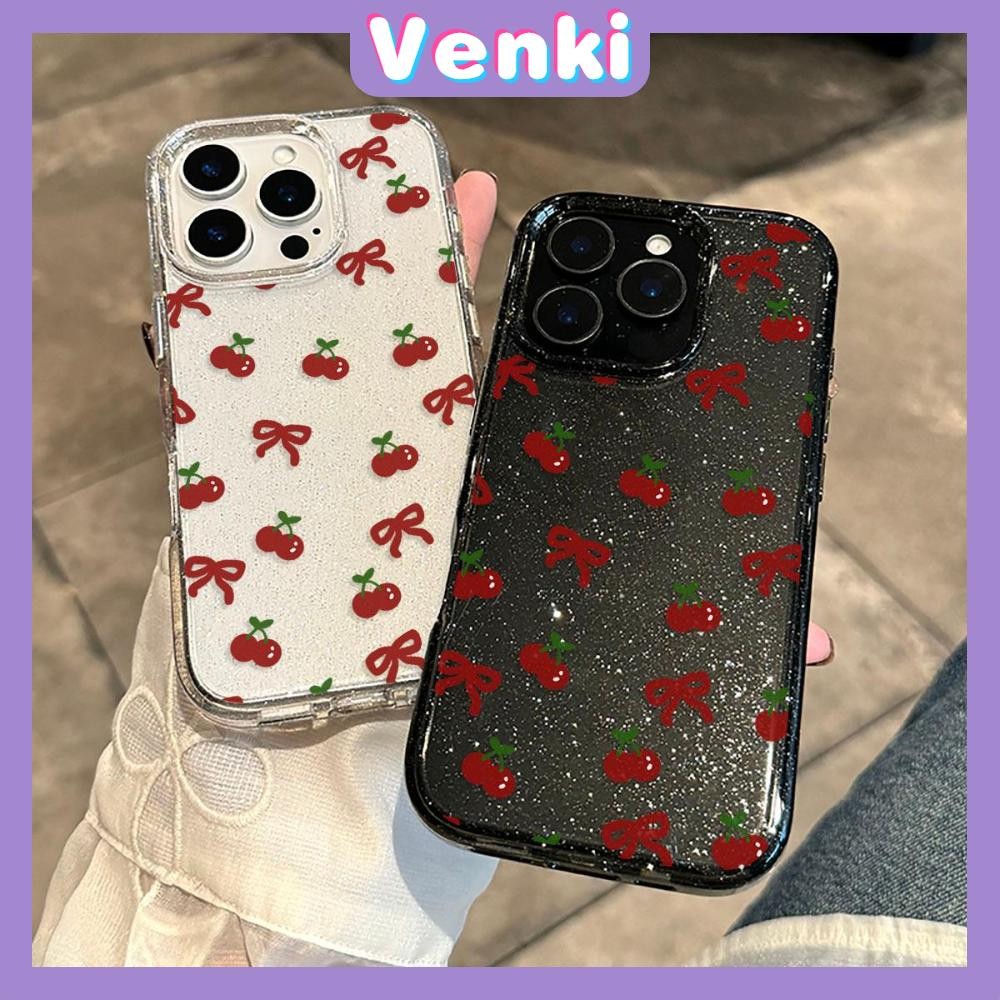 Venki - เคส iPhone 16 Pro Max iPhone 11 เคสใสแบบแวววาว TPU นุ่มสีสันสดใส โบว์และดอกไม้น่ารัก Compatible iPhone15 Pro max 14 13 12 Pro max XS XR 7 Plus 8 Plus