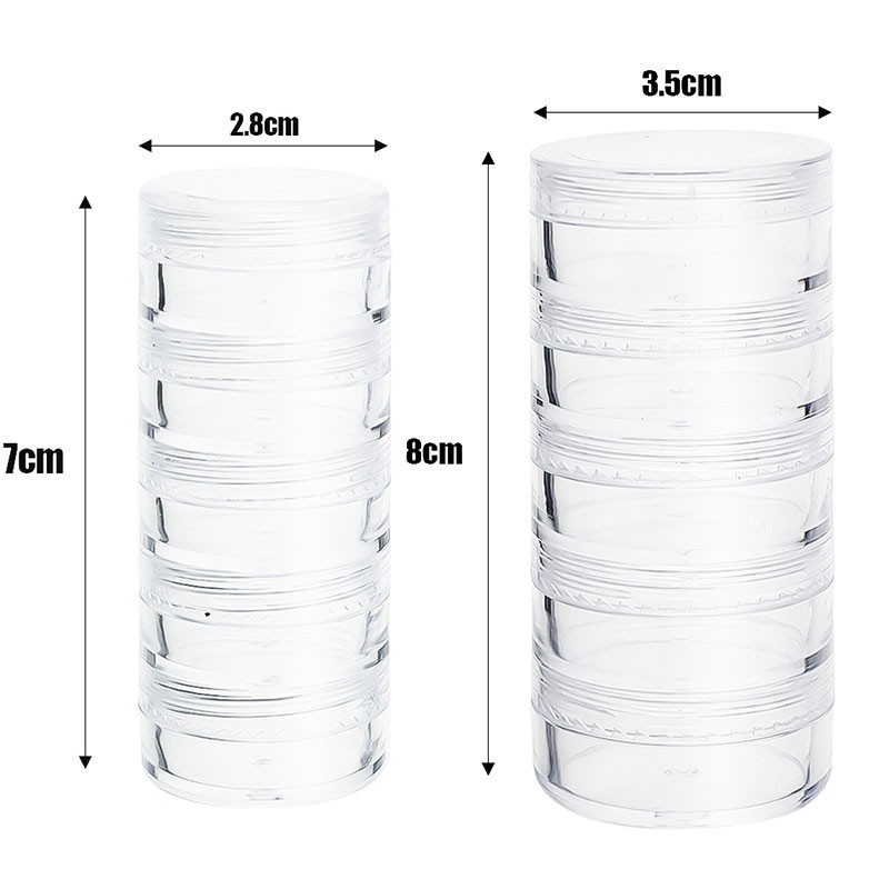 1เซ็ต5ชั้นกระบอกวางซ้อนกันได้ลูกปัดภาชนะ-พลาสติกรอบใสอุปกรณ์จัดเก็บออแกไนเซอร์กล่องงานฝีมือสินค้าขนาดเล็ก - รูปที่ 7