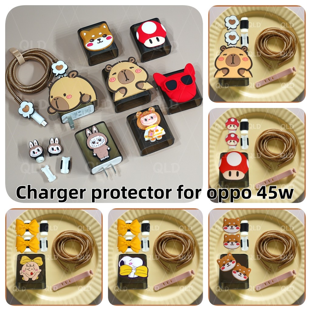 สีดํา capybara Shiba Inu แว่นตากันแดดสุนัข labubu OPPO 45W สําหรับ OPPO A60 รุ่น VCB4JAUH Realme 12 5g Charger Charger Case TYPE C พอร์ตขนาดกะทัดรัด Power Adapter Charger Case