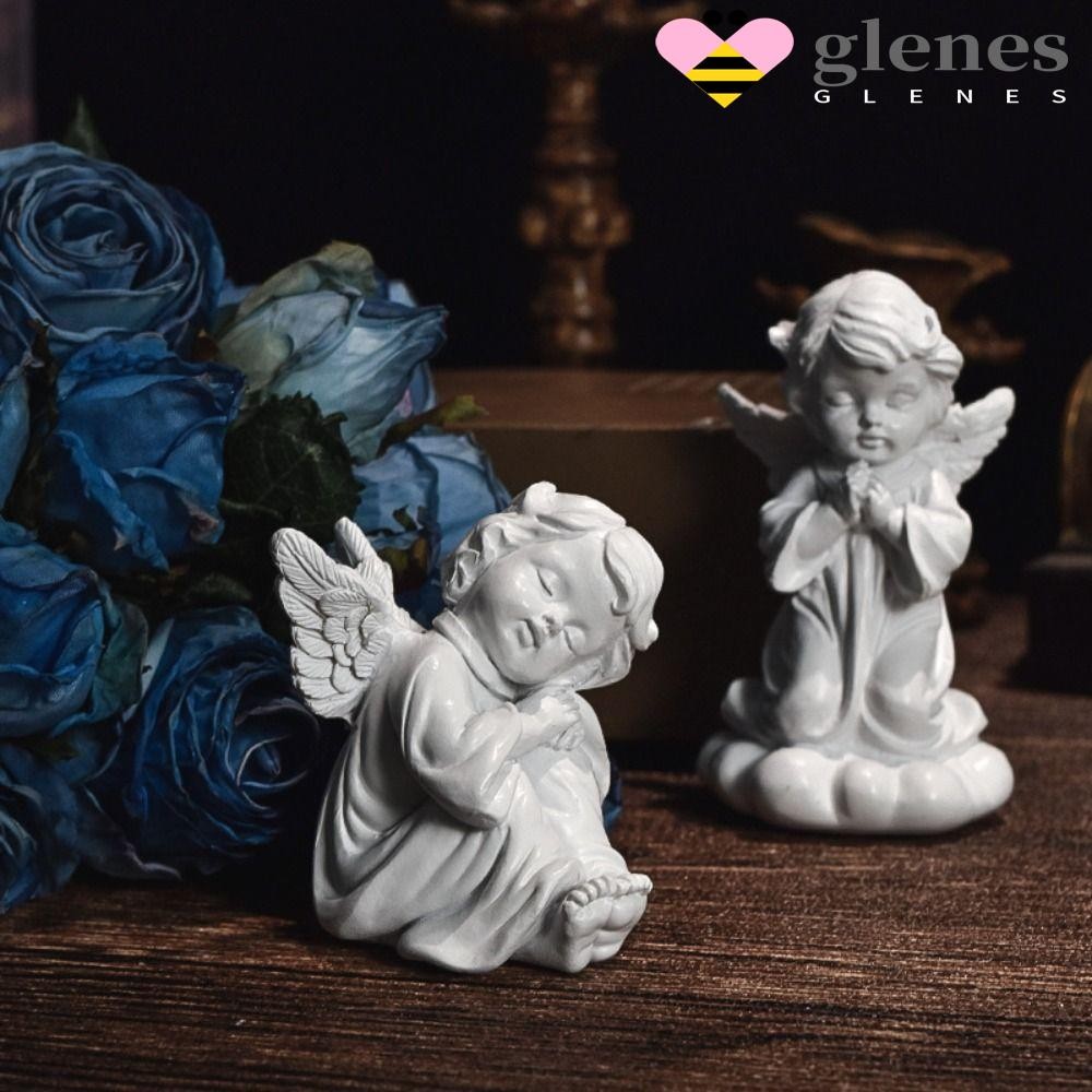 เกลเนสแองเจิลหุ่นทนทานสร้างสรรค์ขนาดเล็กตกแต่งตู้หนังสือตกแต่งเรซิ่นหัตถกรรม ความสงบ สวดมนต์สไตล์ยุโรปประติมากรรม