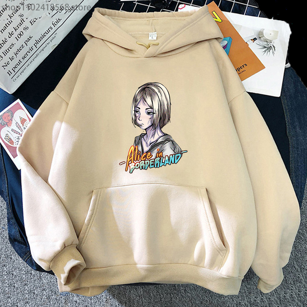 Alice In Borderland การ์ตูนการพิมพ์เสื้อ Chishiya Hoodies แขนยาว Pullovers Kawaii อะนิเมะกราฟิก