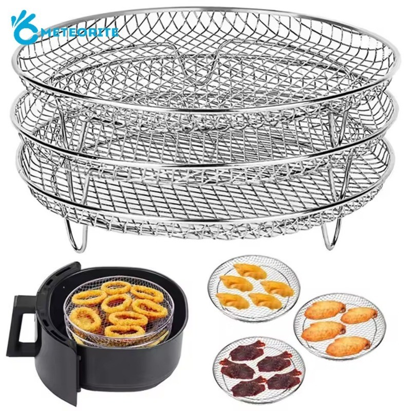ห้องครัวสี่เหลี่ยมผืนผ้า French Fries Holder - ตะกร้ากรองตาข่ายสแตนเลส - ทนทาน Air Fryer Cooking Rack