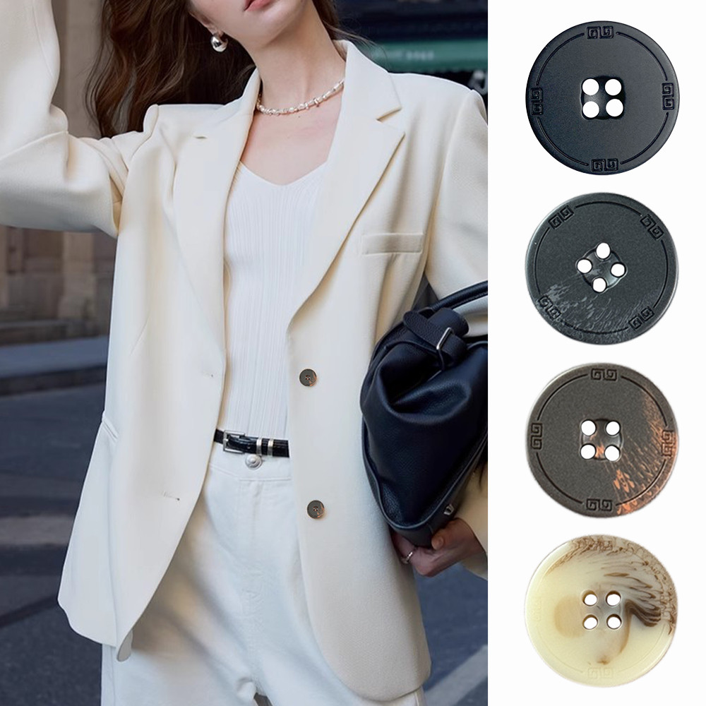 10ชิ้นย้อนยุคมินิมอล4หลุมรอบเรซิ่นปุ่ม | 15/20/25มม | 4สี ทําเอง อุปกรณ์เสื้อผ้าสําหรับแจ็คเก็ตกระเป๋างานฝีมือ