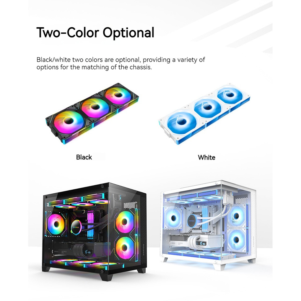 Teucer JM-1 PC พัดลมระบายความร้อน ARGB Mirror Cycle Light Effect 800-2000RPM PWM Water Cooling 360mm Cooler Fan
