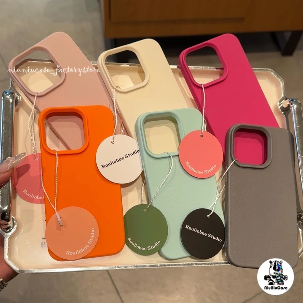 เคสหนัง For iPhone 16 Pro Max 11 เคสนิ่ม TPU สีลูกกวาด เรียบง่าย For iPhone11 15 14 13 12 16 Pro max XS XR 7 Plus 8 Plus