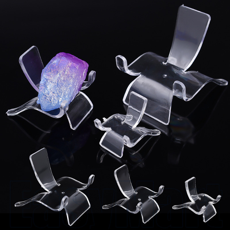 S/M/L ขาตั้งจอแสดงผลอะคริลิค - Mineral Agate Crystal Rock Holder - ของสะสมโปร่งใส Supporting Rack - 