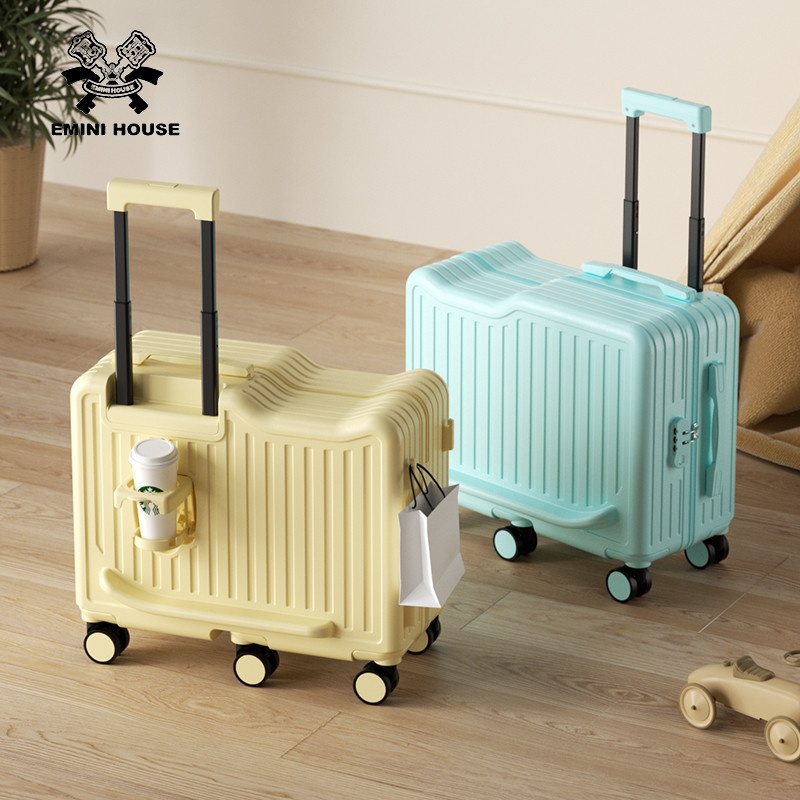 Emini House กระเป๋าเดินทางที่มีมูลค่าสูงสามารถขี่ได้รถเข็นเด็กกระเป๋าเดินทางที่ทนทานกระเป๋าเดินทางที