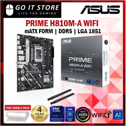 เมนบอร์ด Asus PRIME H810M-A WIFI (LGA1851, DDR5, mATX)