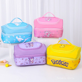 กระเป๋าใส่ข้าวกลางวันแบบสองชั้น Kuromi Cinnamoroll ถุงอาหารก…