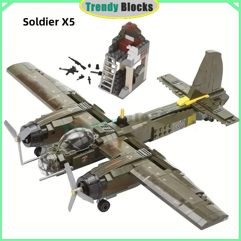 101037 Ju-88 Bomber Building Blocks WWII เครื่องบินขับไล่ใบพัดของเล่นของขวัญสําหรับเด็กผู้ชาย