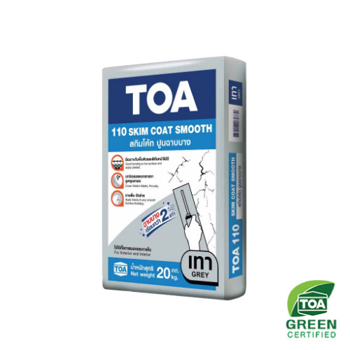TOA 110 สกิมโค้ท สมูท 20 กก. สกิม ฉาบบาง สกิมถุง สกิมกระสอบ Skim Coat ปูนฉาบ ปูนฉาบสำเร็จรูป